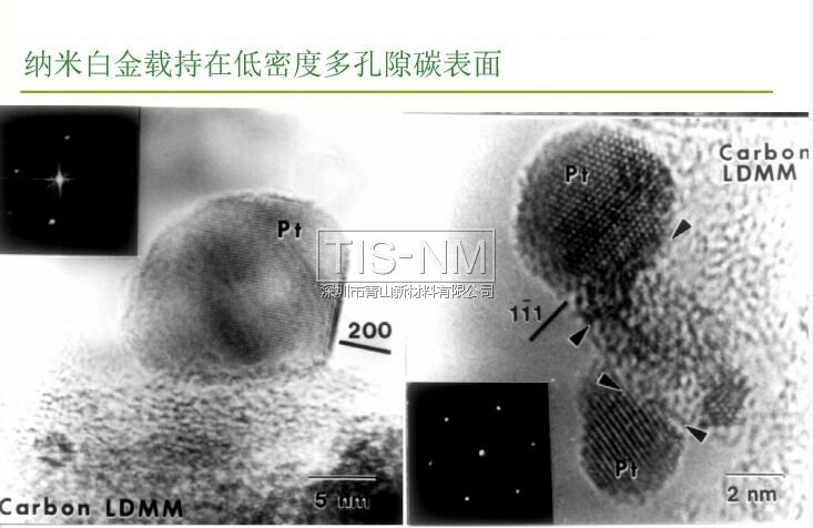 纳米白金载持在低密度多孔隙碳表面